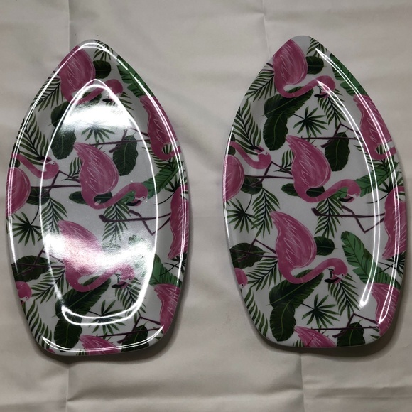 Flamingo Tropical Serving Trays Lot of 2